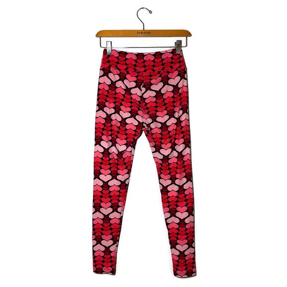 LuLaroe Pink and Red Hearts Valentines Leggings/Pants One Size - Picture 1 of 6